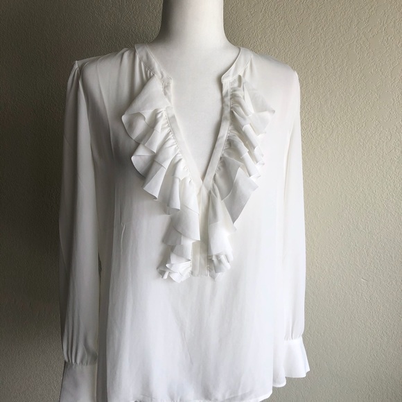 Chico’s  ivory,long sleeved ruffled blouse - Picture 1 of 4